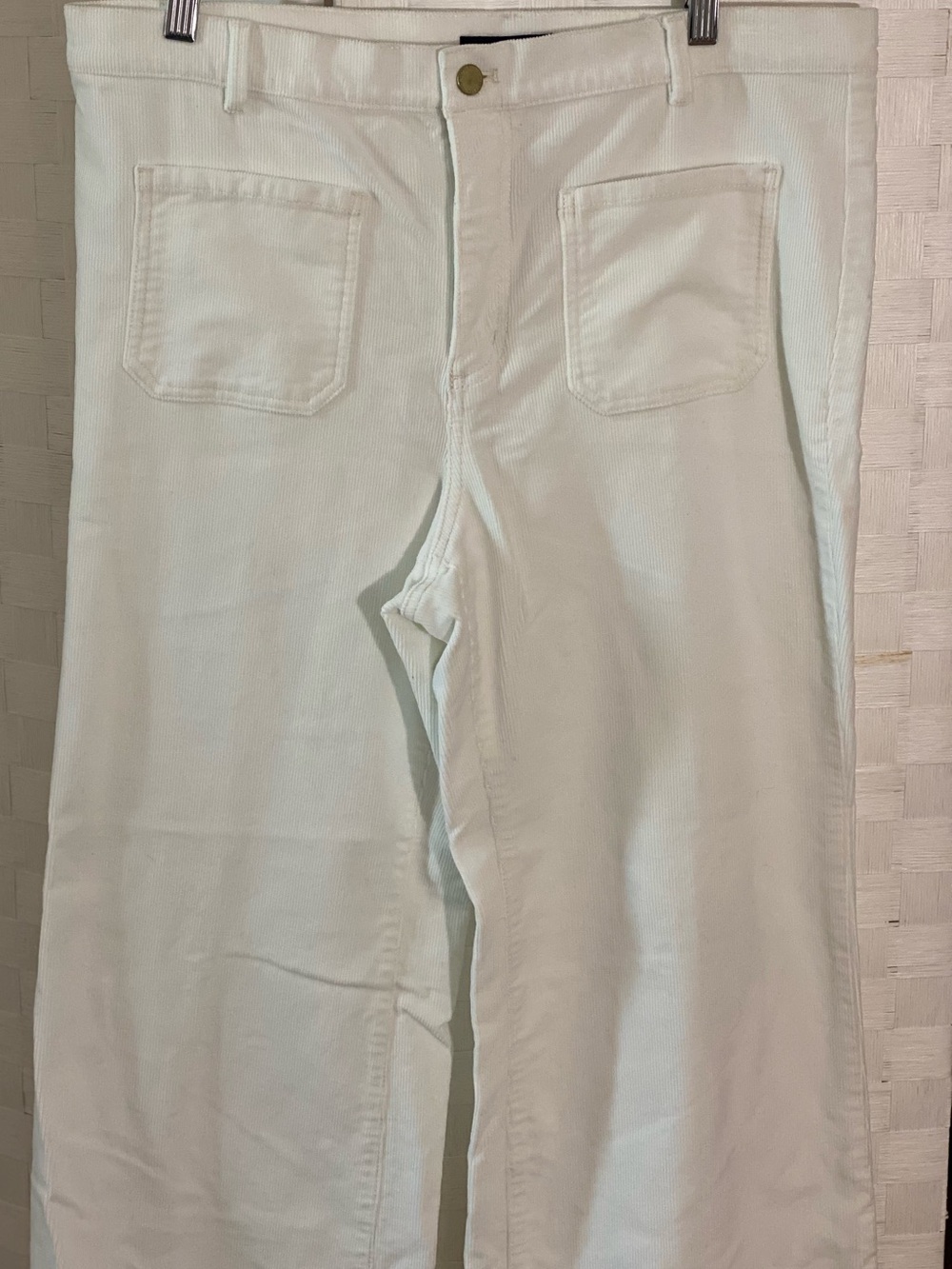 Ann Taylor Cream Corduroy Button-Front Pants